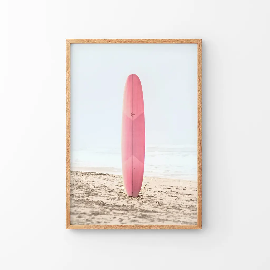 Pink Surfboard on a Sandy Beach Print. California Summer - Image 8