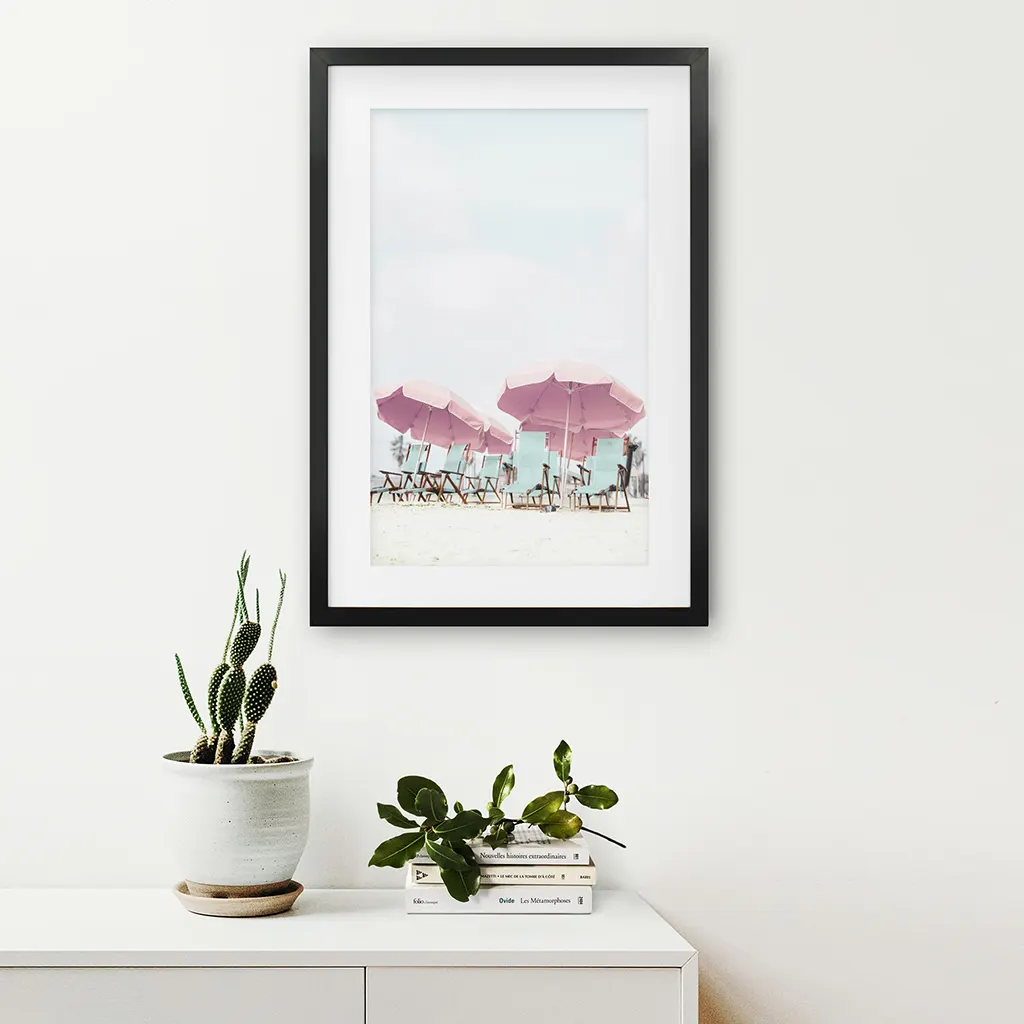 Pink Umbrella Wall Art Print. Summer Beach Theme - Image 6
