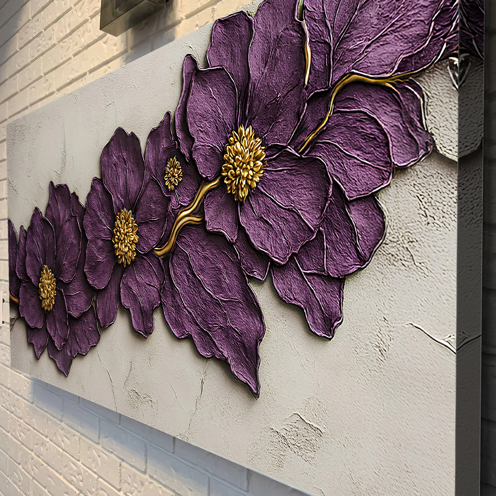 Purple Flower Plaster Wall Art - Image 5