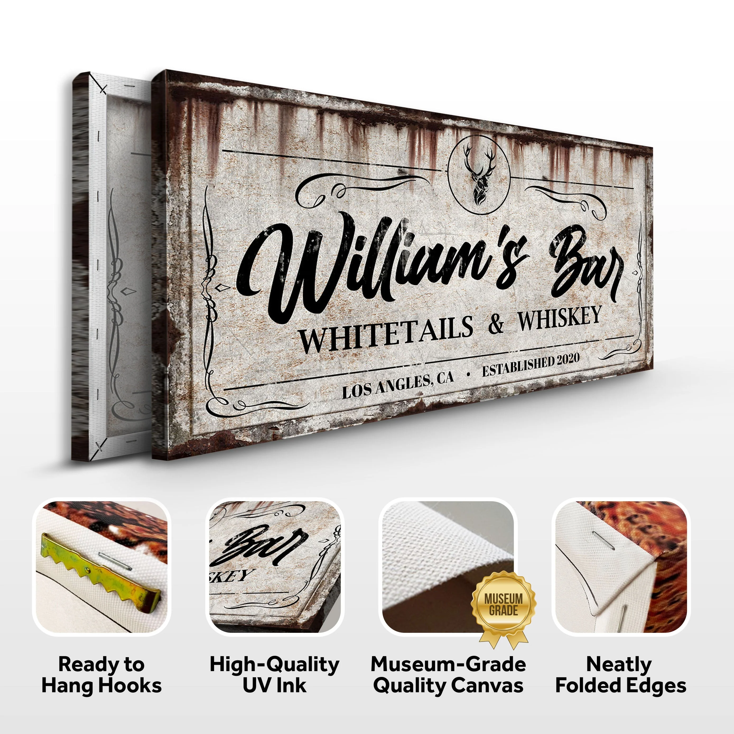 PWhitetails and Whiskey Sign: Perfect for Personalized Basement Bar Sign and Man Cave Wall Decor - Image 2