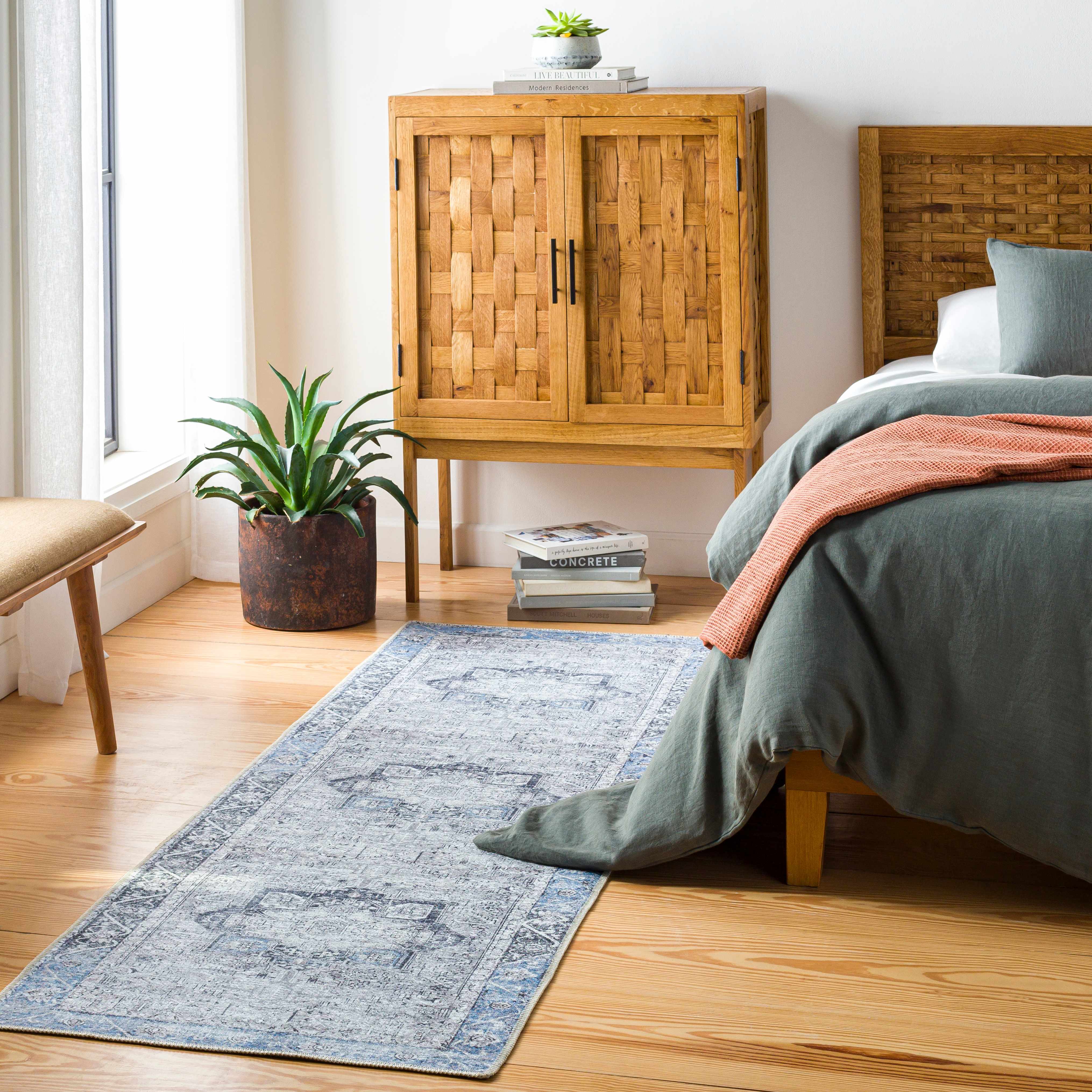 Rosman Blue&Beige - Promo Washable Area Rug - Clearance - Image 3