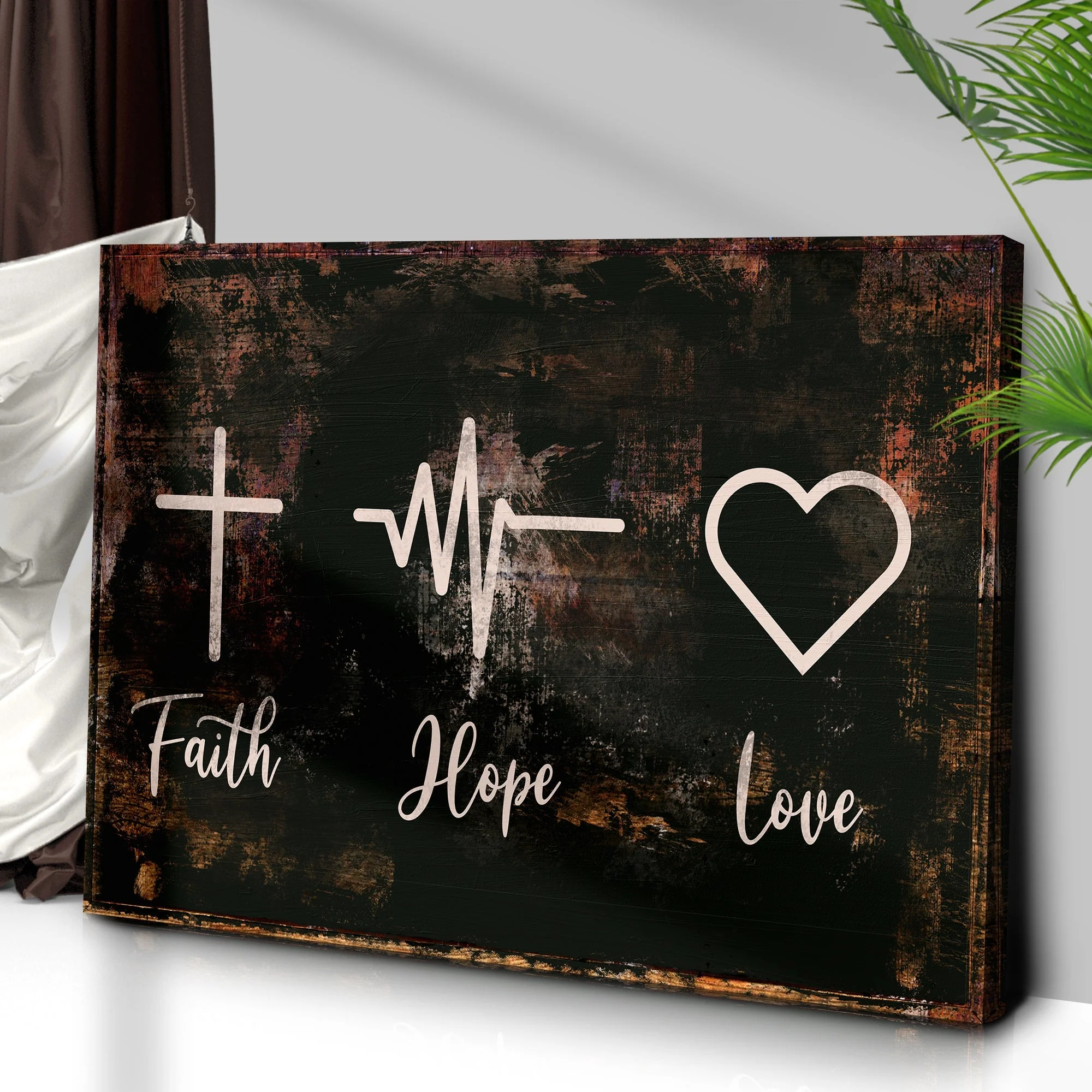 Rustic 'Faith, Hope, Love' Sign - Christian Art and Biblical Decor for home - Image 3