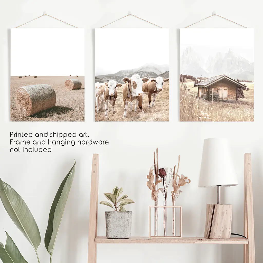 Rustic Fall Set of 3 Posters. Wooden Barn, Cows, Hay Bales - Image 10