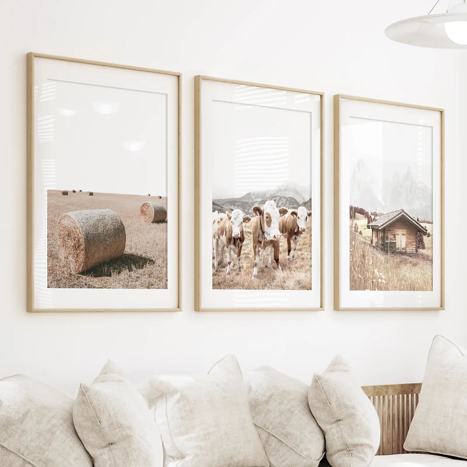 Rustic Fall Set of 3 Posters. Wooden Barn, Cows, Hay Bales - Image 3
