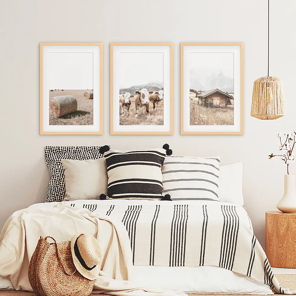 Rustic Fall Set of 3 Posters. Wooden Barn, Cows, Hay Bales - Image 7