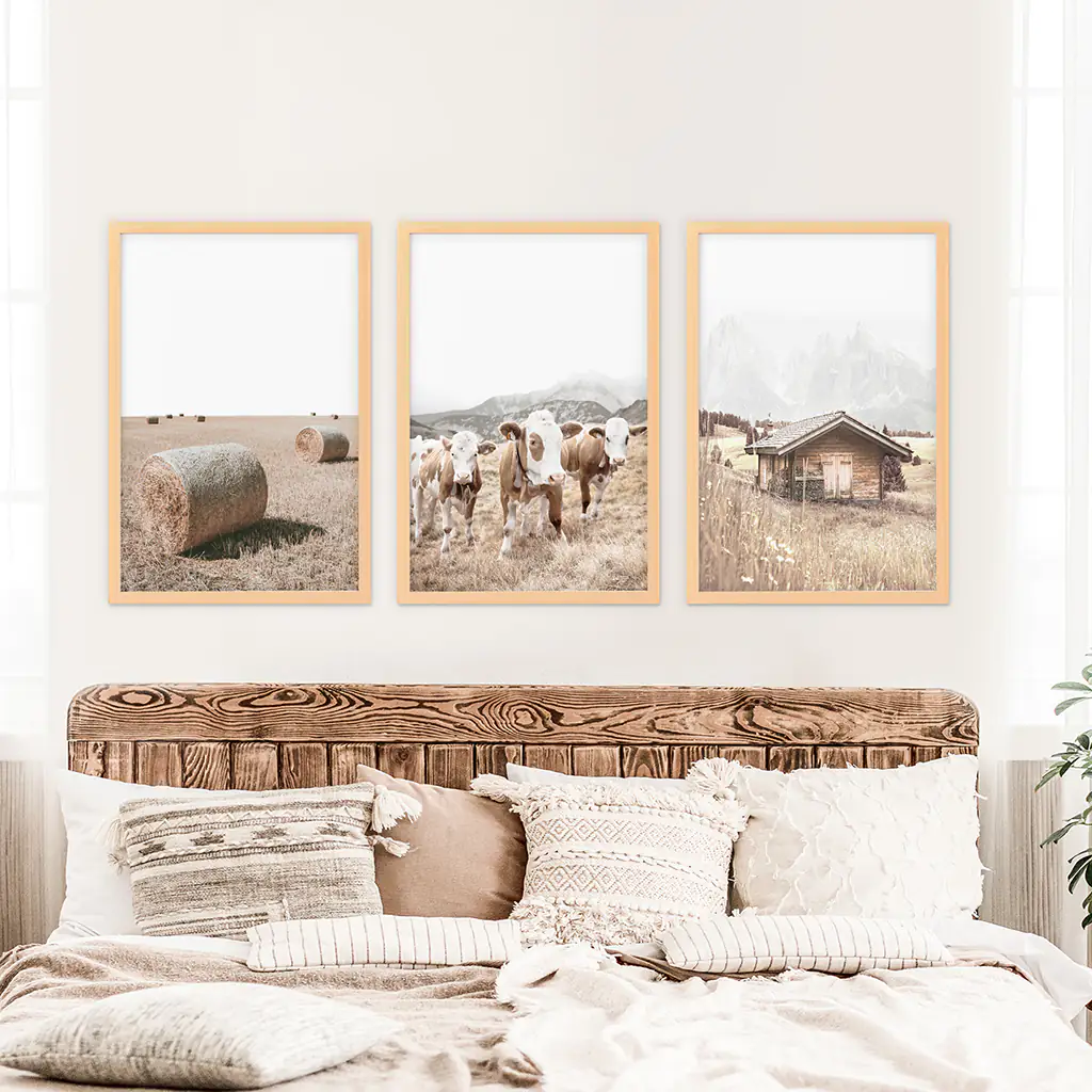 Rustic Fall Set of 3 Posters. Wooden Barn, Cows, Hay Bales - Image 8