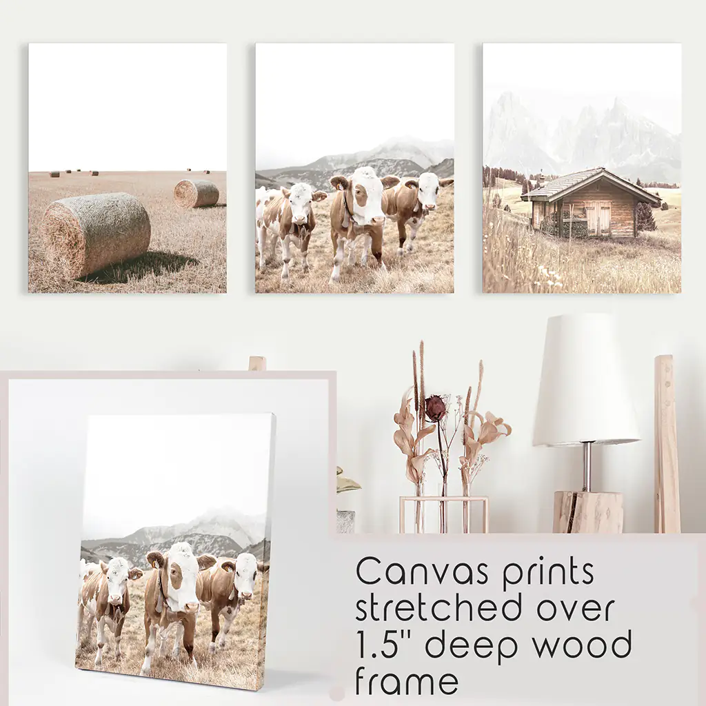 Rustic Fall Set of 3 Posters. Wooden Barn, Cows, Hay Bales - Image 9