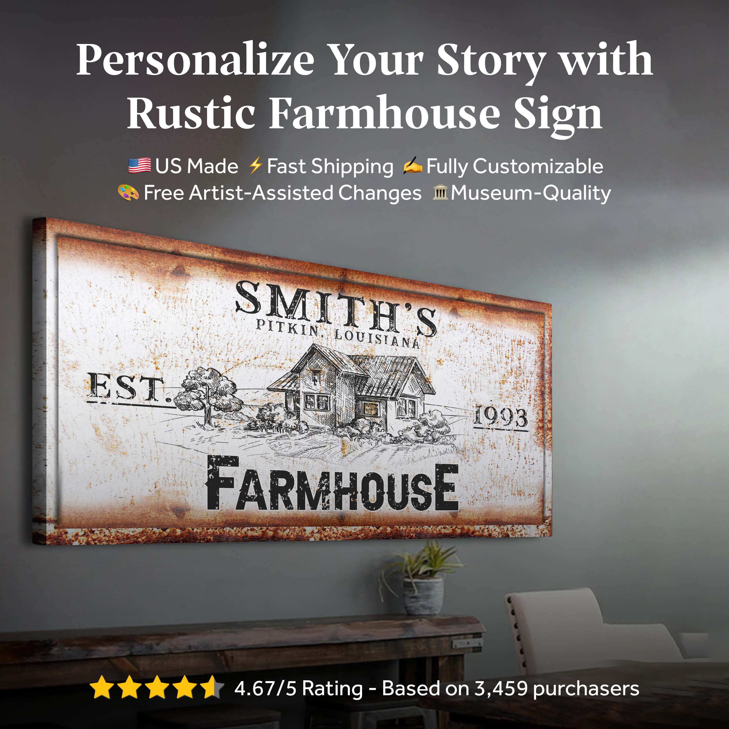 Rustic Farmhouse Personalized Sign II - Image 13