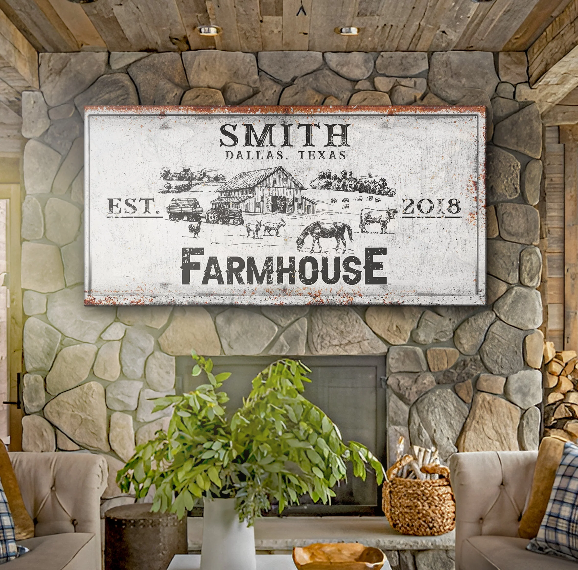 Rustic Farmhouse Personalized Sign II - Image 3