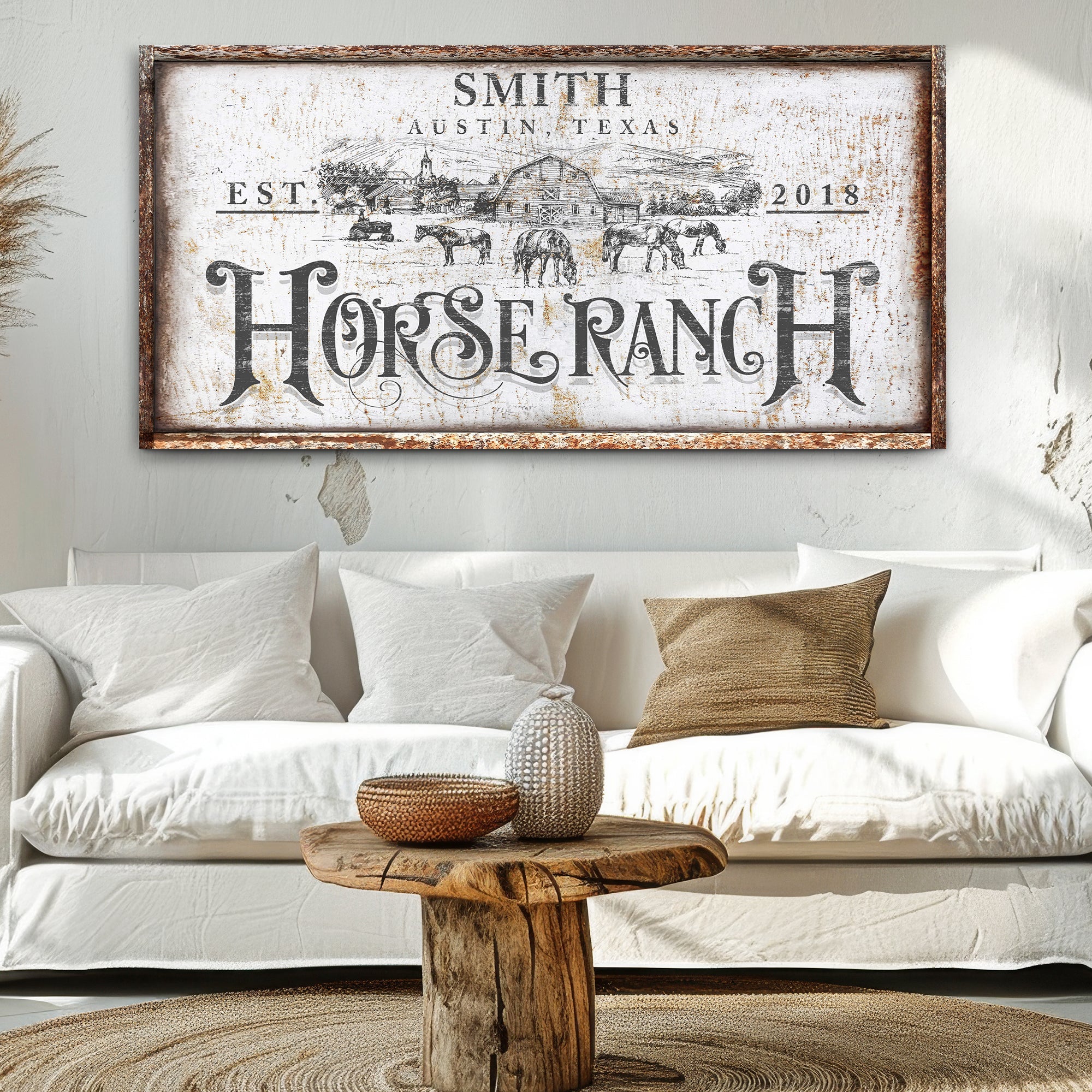 Rustic Vintage Horse Ranch Farmhouse Sign III - Image 2
