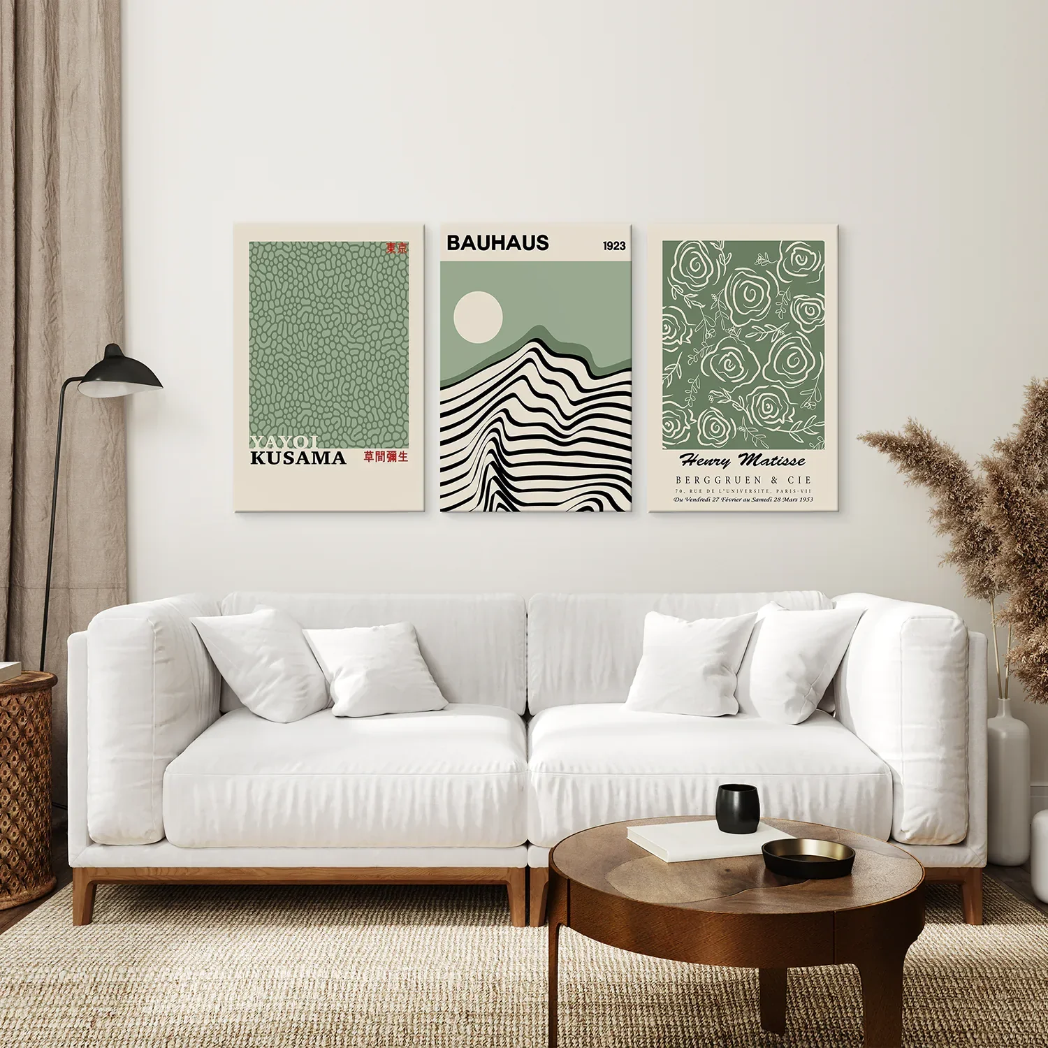 Sage Green Exhibition Art Set of 3 Prints. Bauhaus, Kusama, Matisse - Image 7
