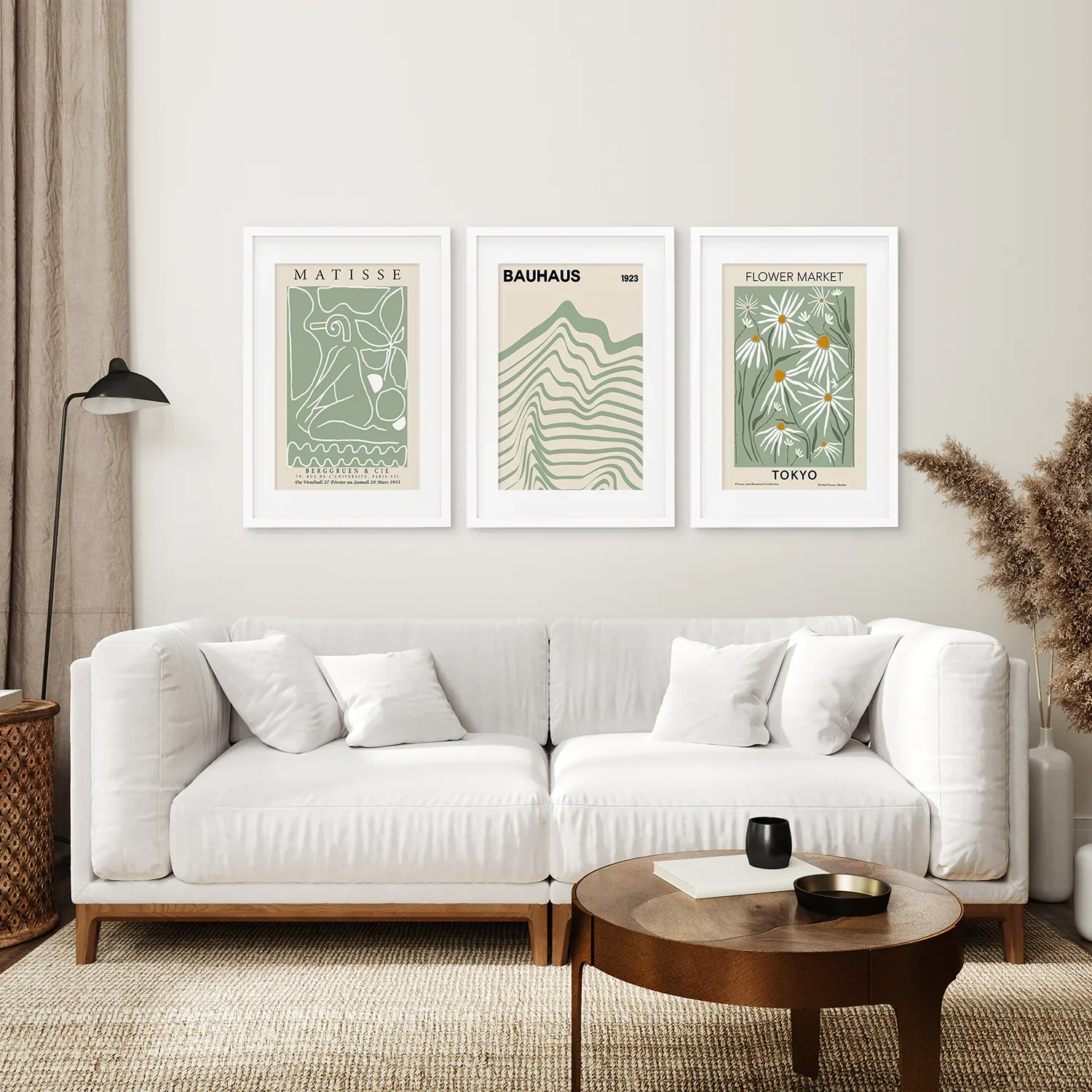 Sage Green Modern Wall Art Set of 3 Prints - Image 3