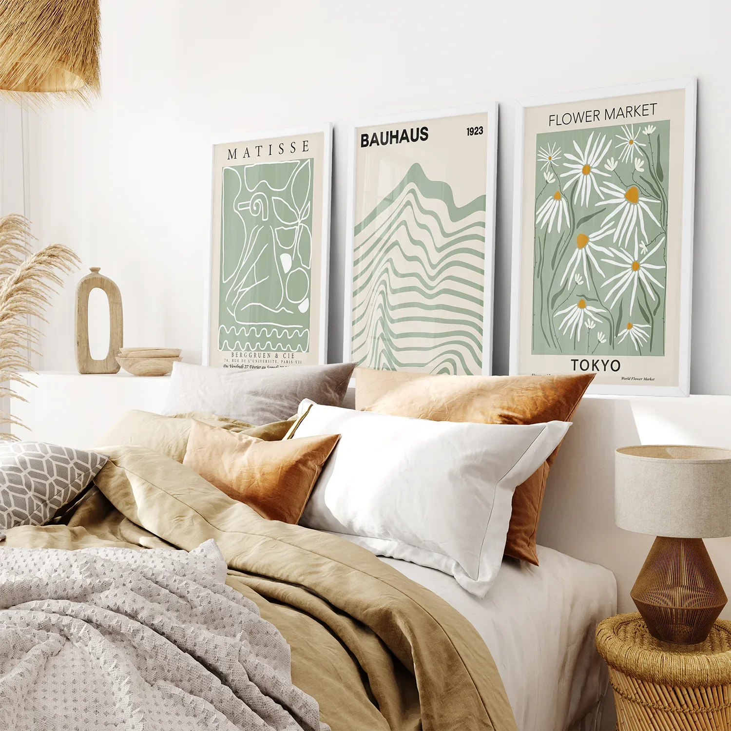 Sage Green Modern Wall Art Set of 3 Prints - Image 4