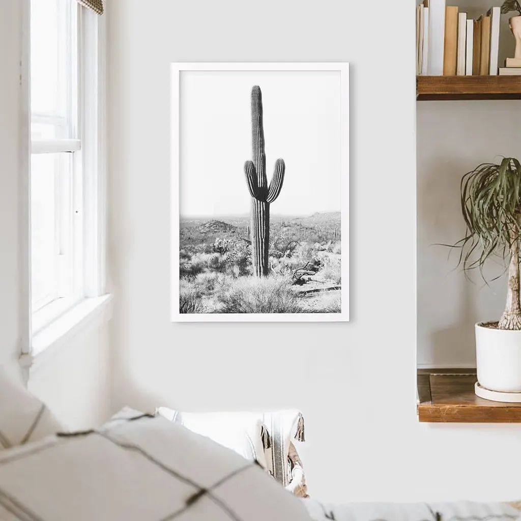 Saguaro Cactus Print. Black White Arizona Desert Nature - Image 4