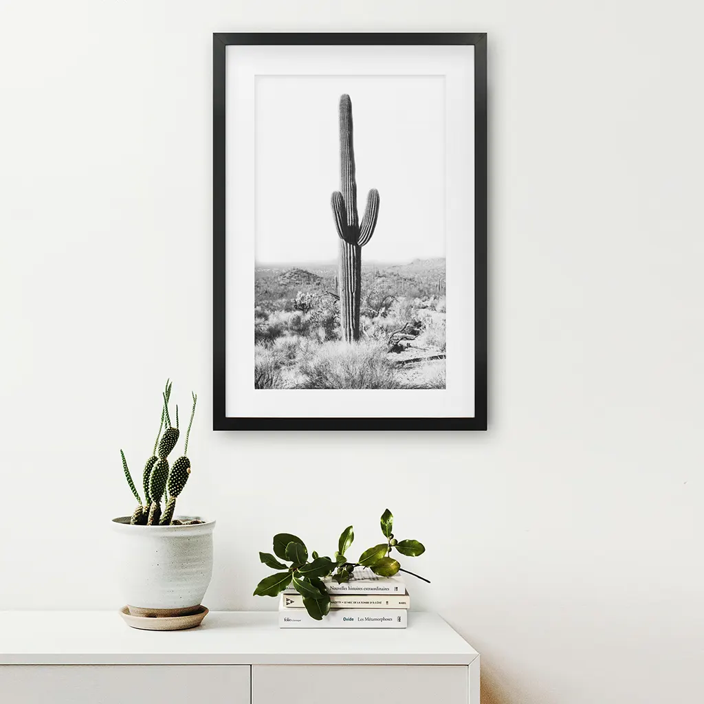Saguaro Cactus Print. Black White Arizona Desert Nature - Image 5