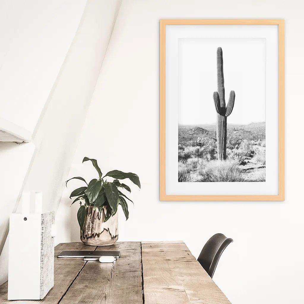 Saguaro Cactus Print. Black White Arizona Desert Nature - Image 6