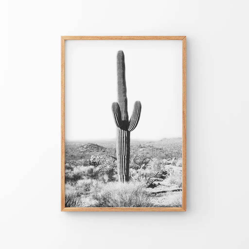 Saguaro Cactus Print. Black White Arizona Desert Nature - Image 8