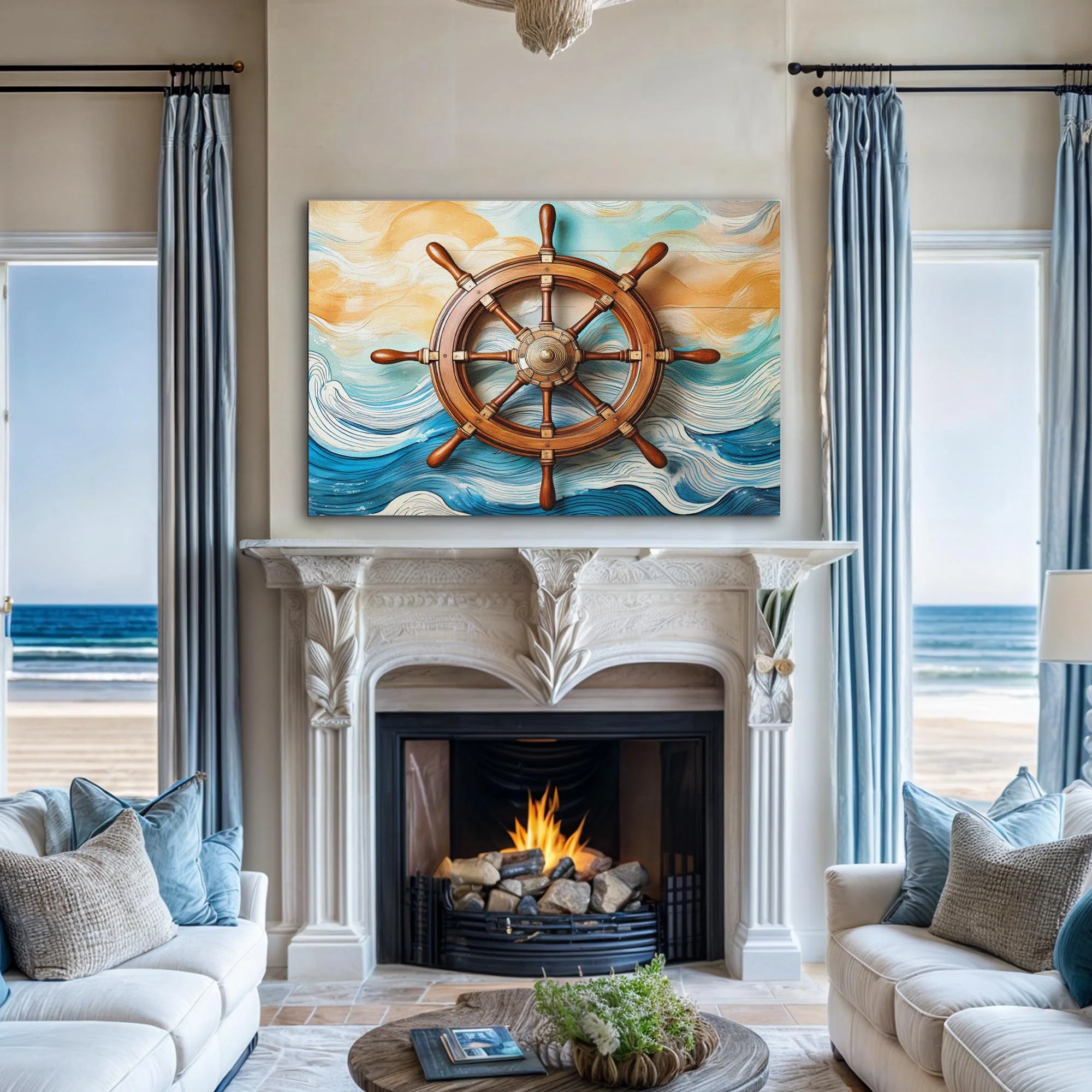 Sailboat Ship Wheel Coastal Wall Art II - Image 3
