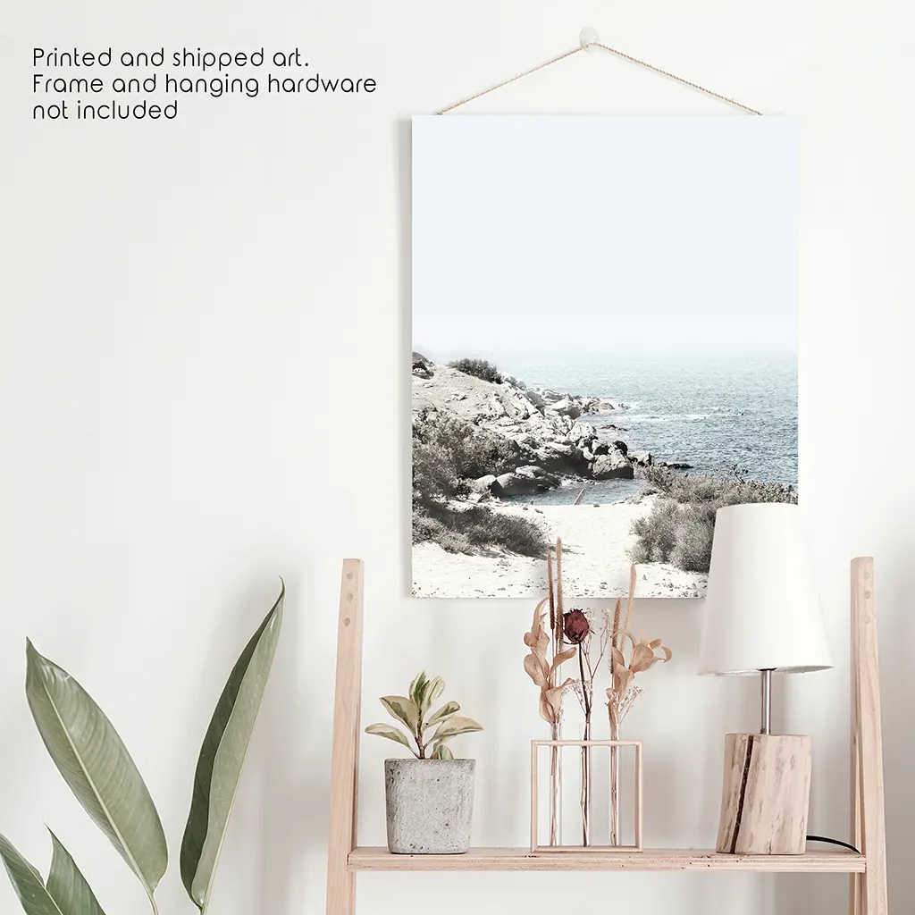 Sea Rocks and Waves Print. Blue Beige Coastal Wall Art - Image 10