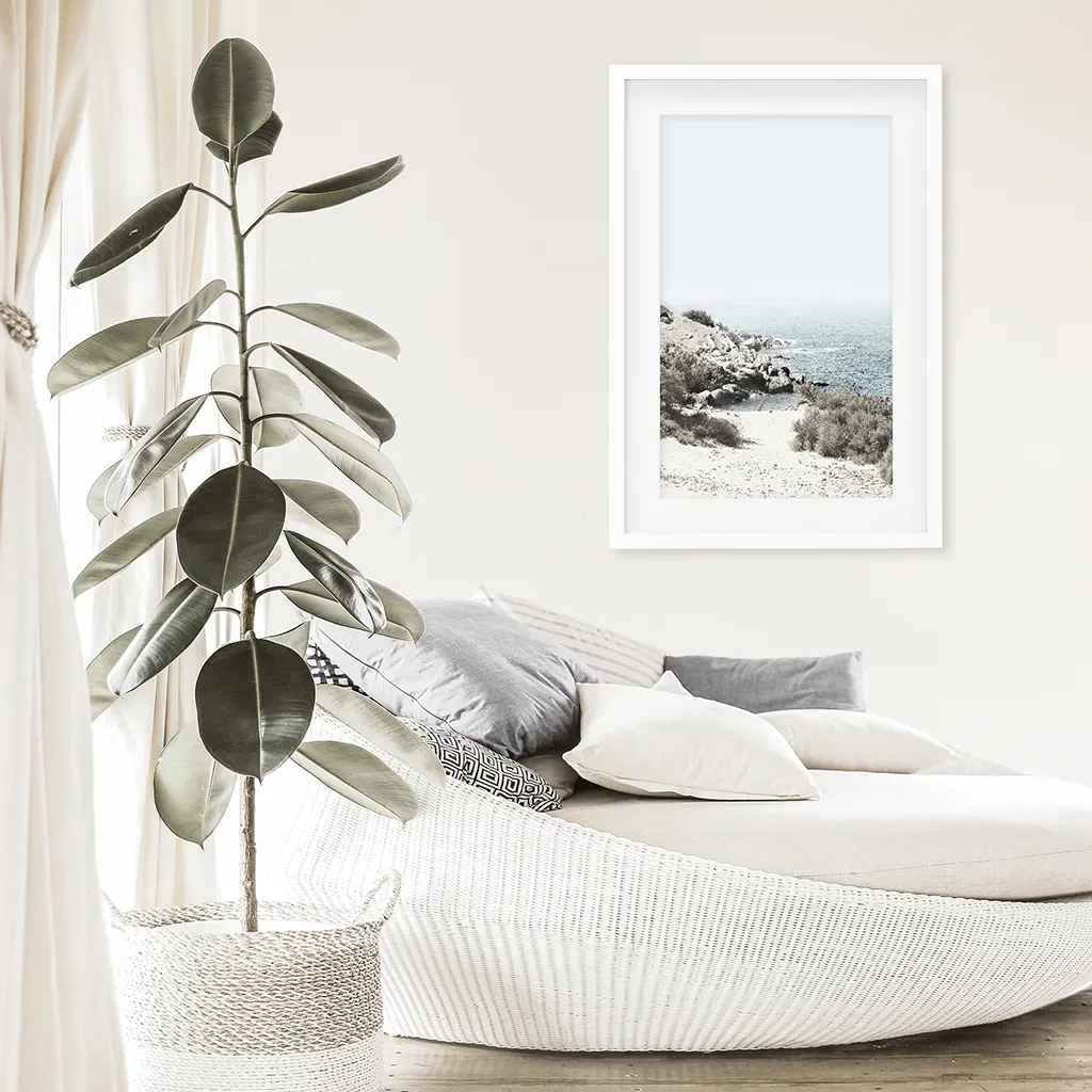 Sea Rocks and Waves Print. Blue Beige Coastal Wall Art - Image 7