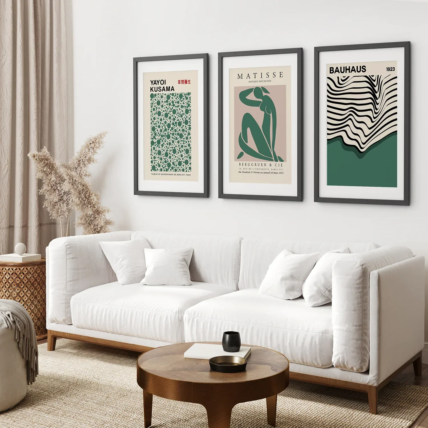 Set of 3 Abstract Figure Art Prints Sage Green - Image 3