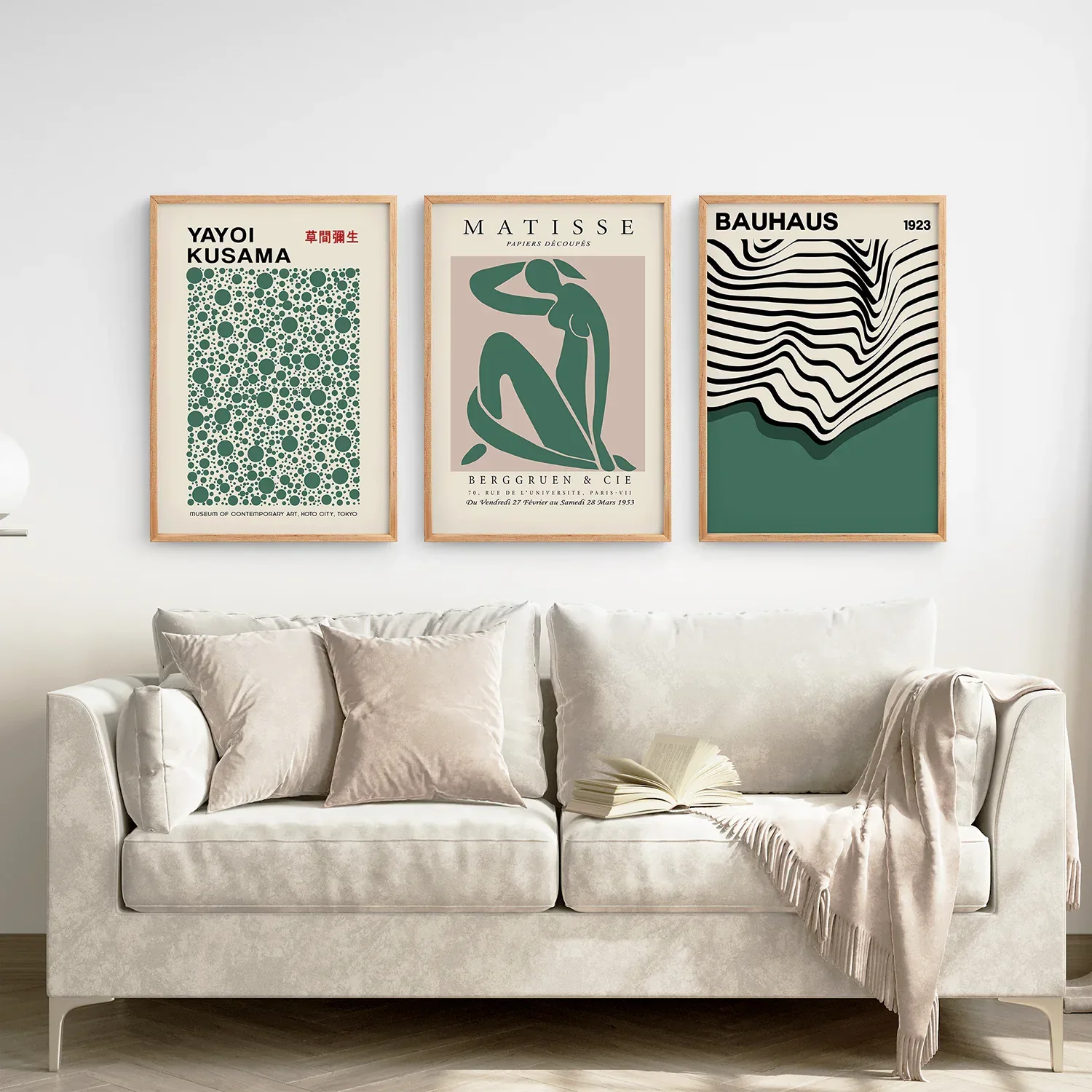 Set of 3 Abstract Figure Art Prints Sage Green - Image 5