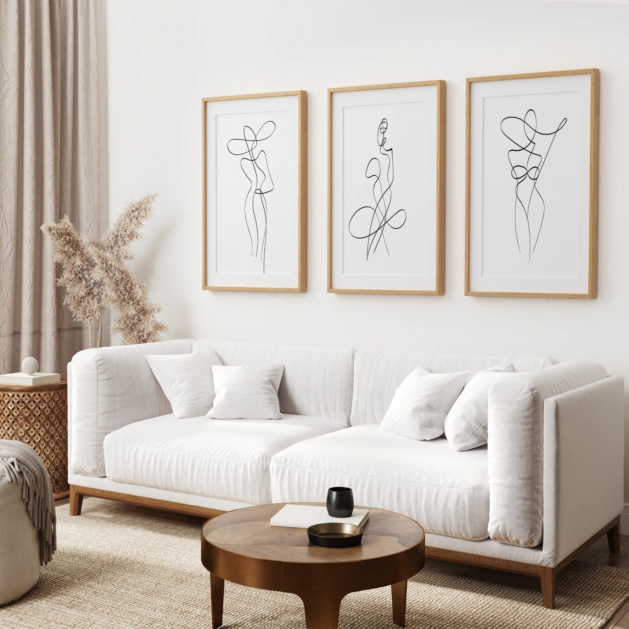 Set of 3 Minimalist Woman One Line Drawing Wall Art Prints - Image 2