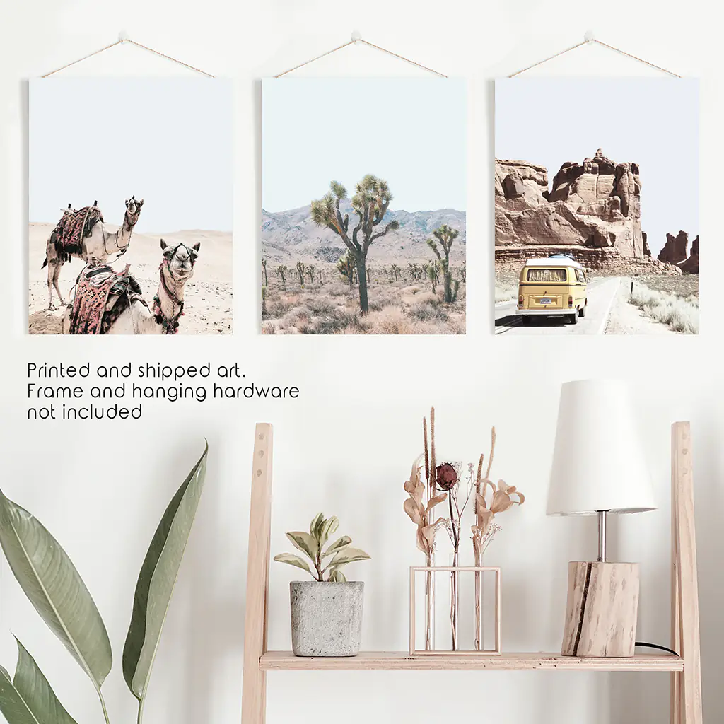 Set of 3 Southwestern Desert Prints. Joshua Tree, Camel, Van - Image 10