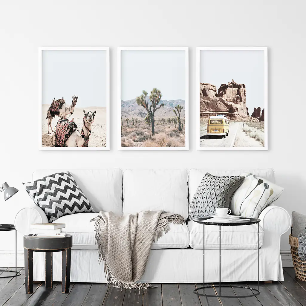Set of 3 Southwestern Desert Prints. Joshua Tree, Camel, Van - Image 2