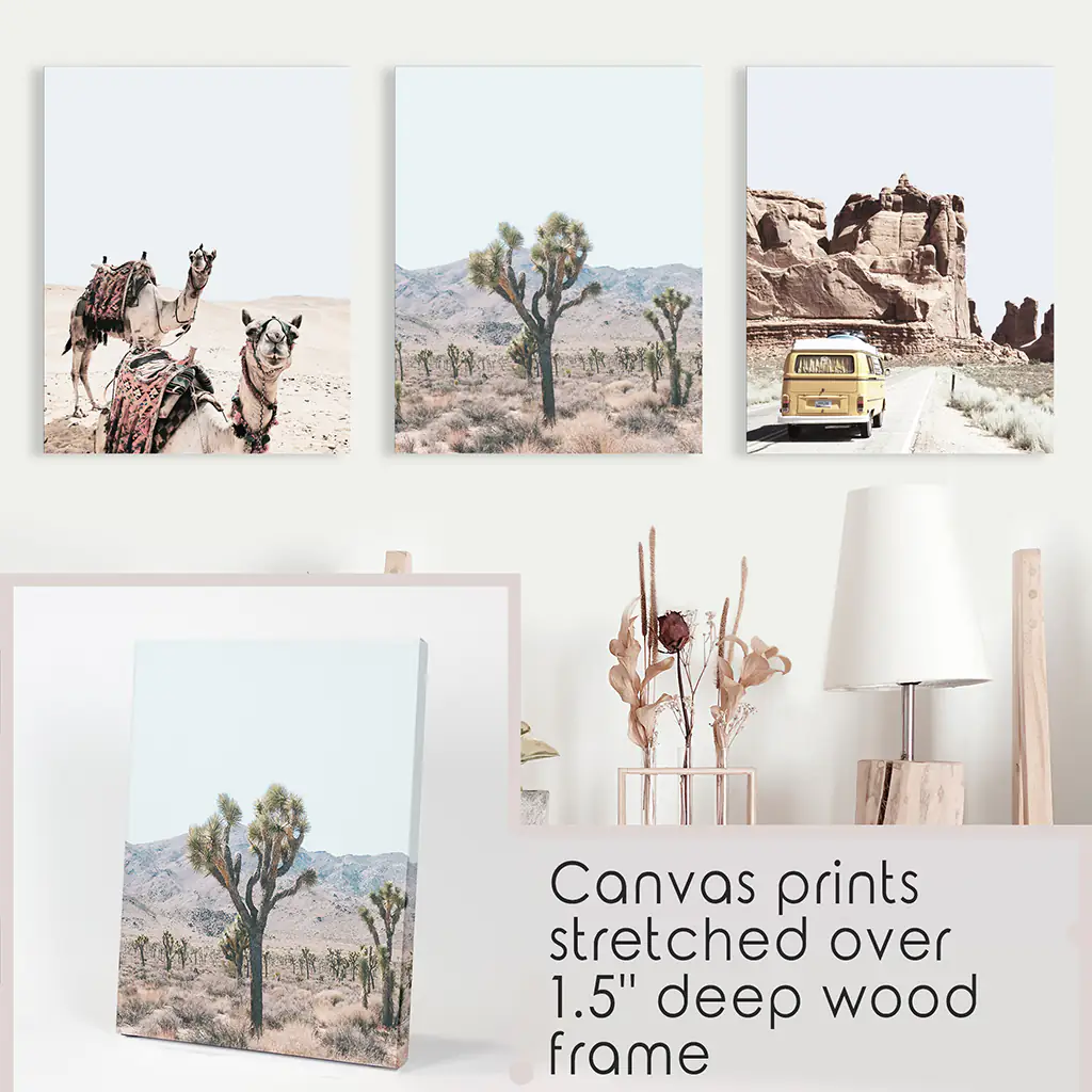 Set of 3 Southwestern Desert Prints. Joshua Tree, Camel, Van - Image 9