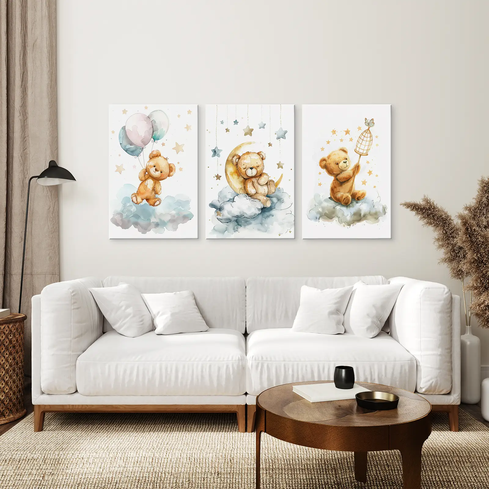 Set of 3 Teddy Bear with Balloon Print Decor Set - Image 2