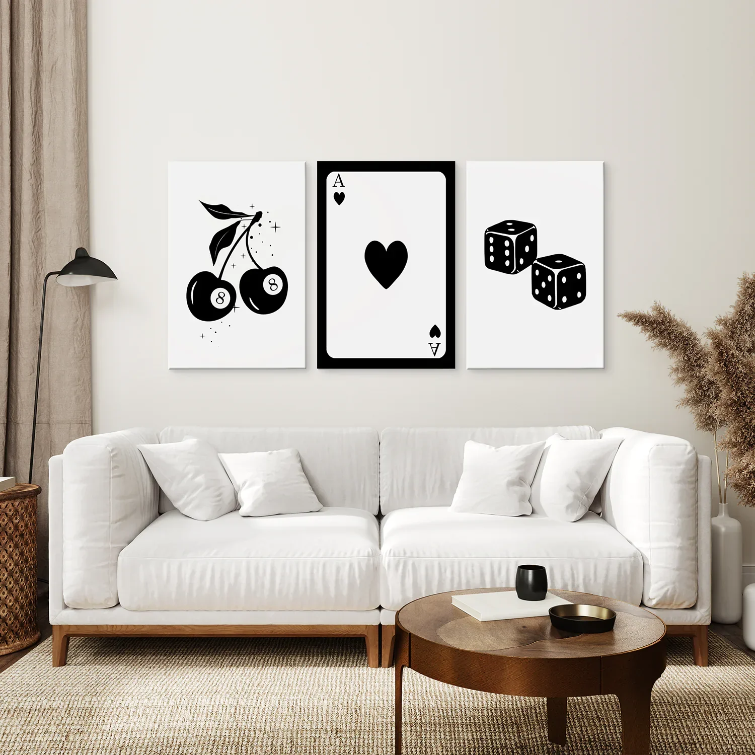 Set of Three Piece Playing Cards Black and White Decor - Image 2