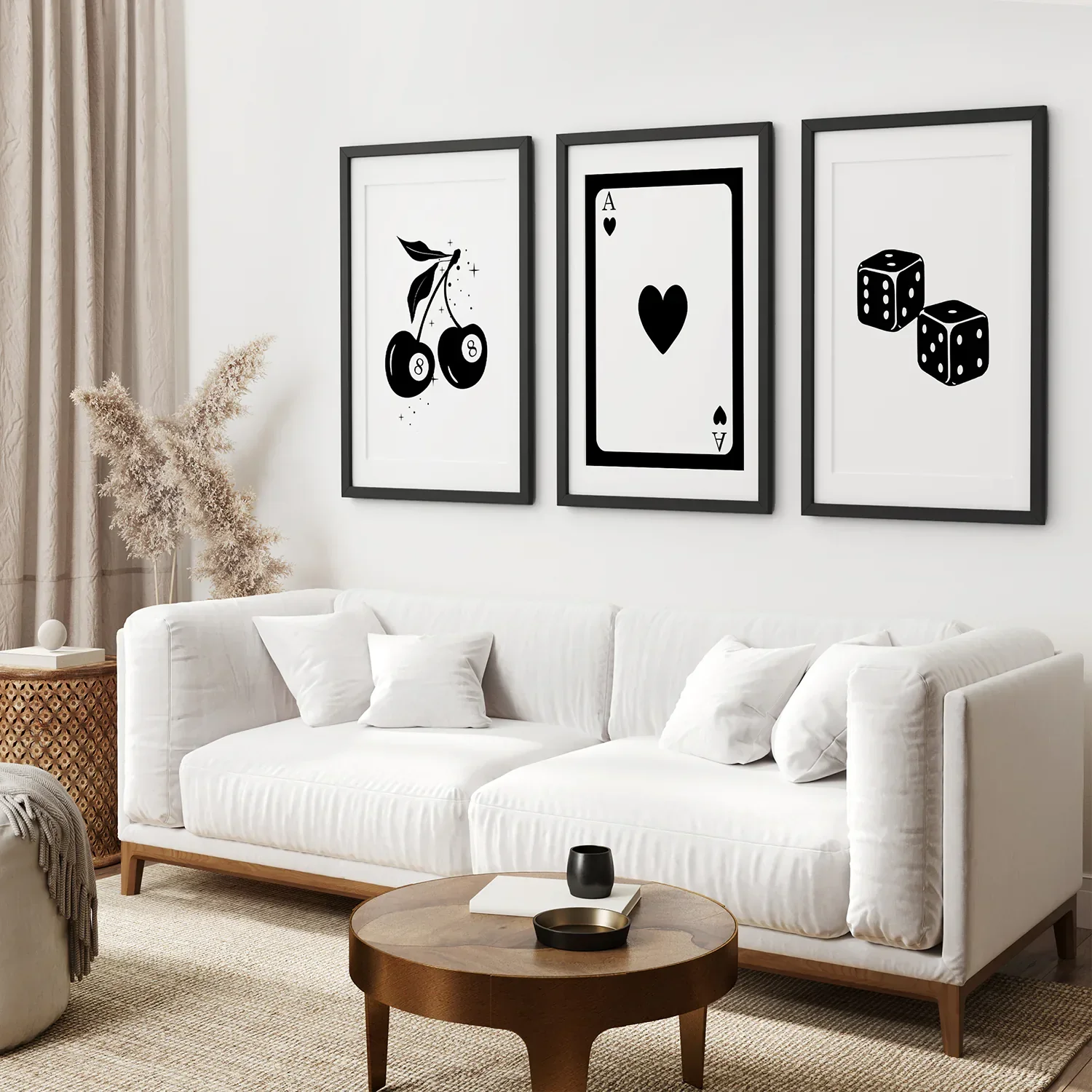 Set of Three Piece Playing Cards Black and White Decor - Image 3