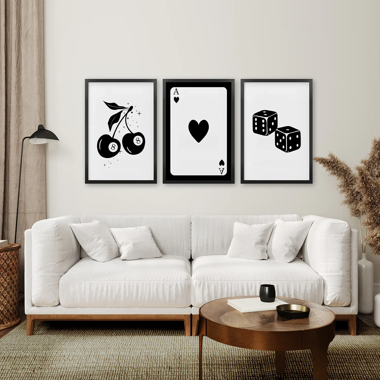 Set of Three Piece Playing Cards Black and White Decor - Image 4