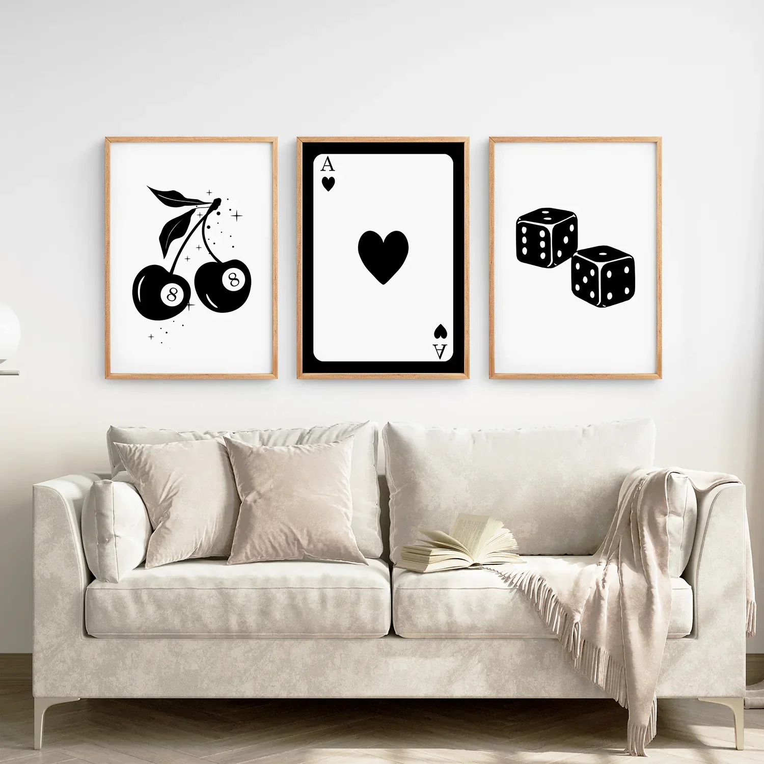 Set of Three Piece Playing Cards Black and White Decor - Image 5