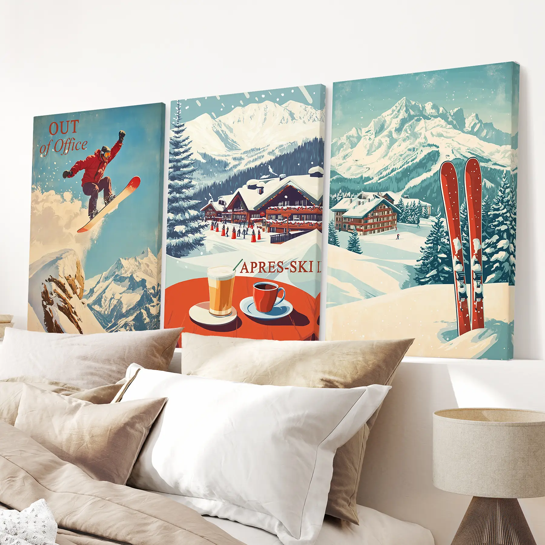 Ski Lodge Set of 3 Prints: Retro Snowboard, Après Ski Art - Image 6