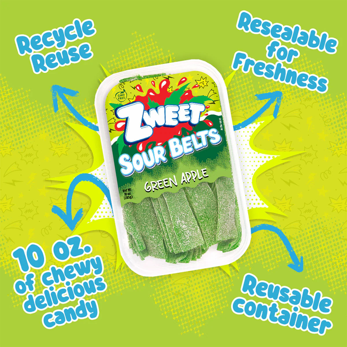 Sour Green Apple Belts, Zweet - Image 2