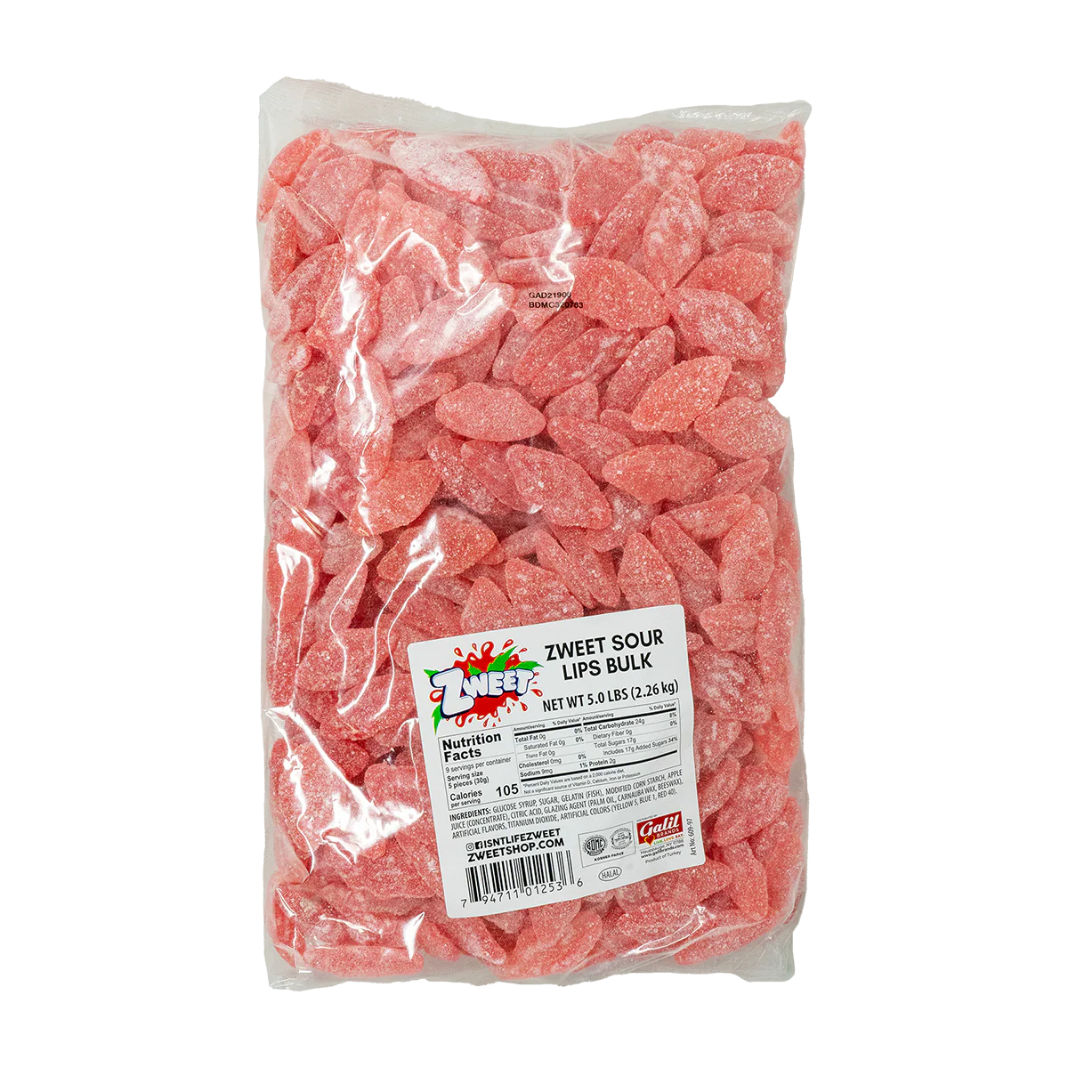 Bulk Sour Gummy Lips, Zweet
