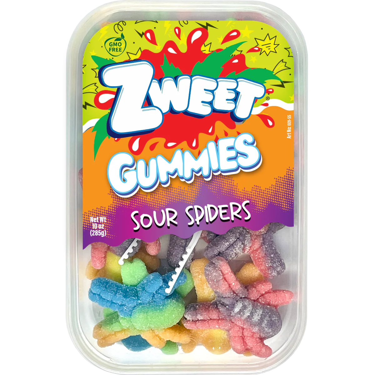 Sour Gummy Neon Spiders, Zweet