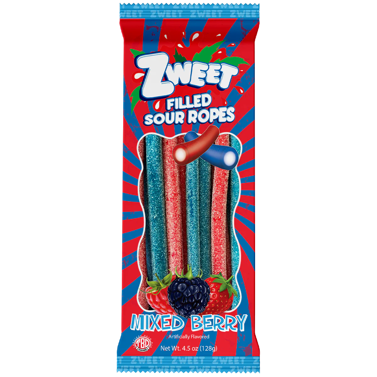 Sour Mixed Berry Ropes Filled | Zweet | Go-Pack | 4.5 oz