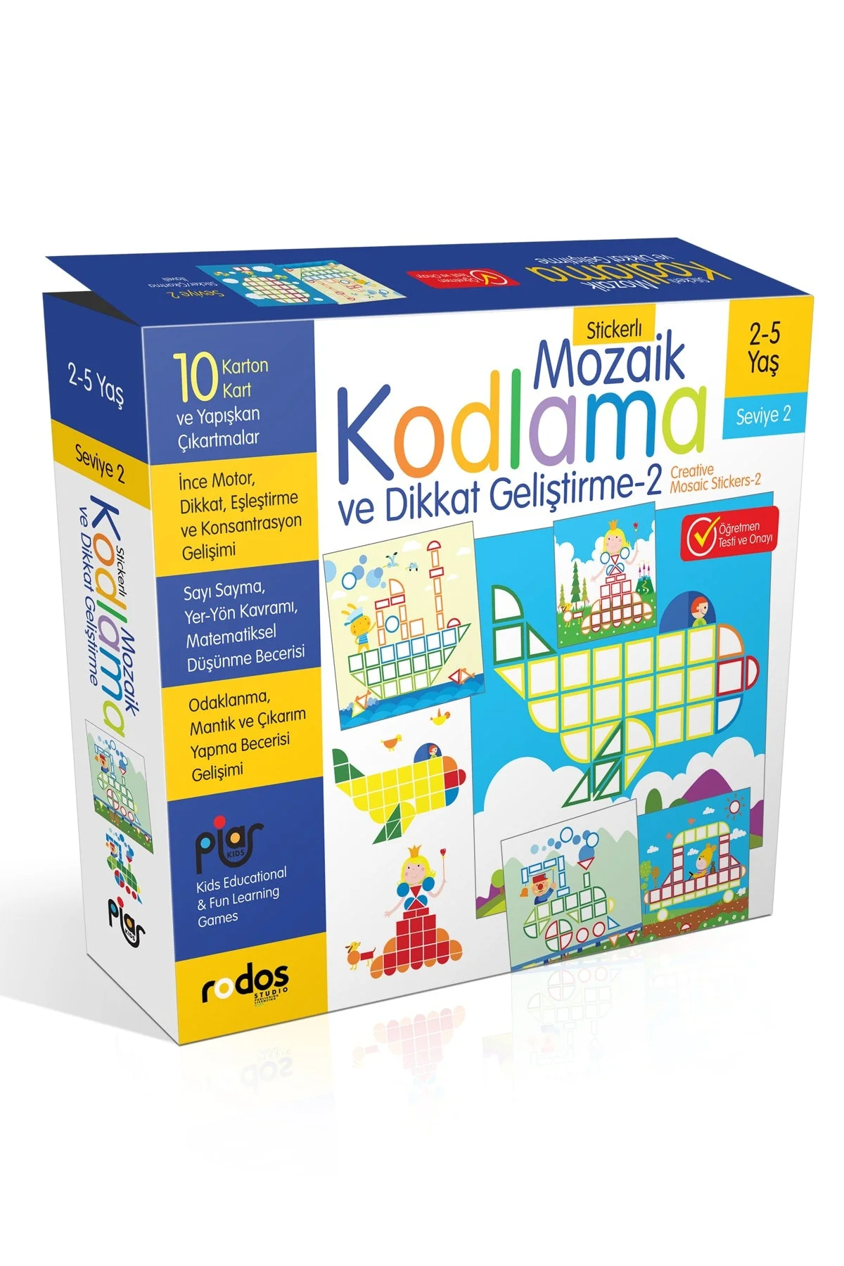 Stickerlı Mozaik Kodlama Ve Dikkat Geliştirme 2 (seviye 2) / Mozaik Kodlama Eğitim Seti / 2-5 Yaş