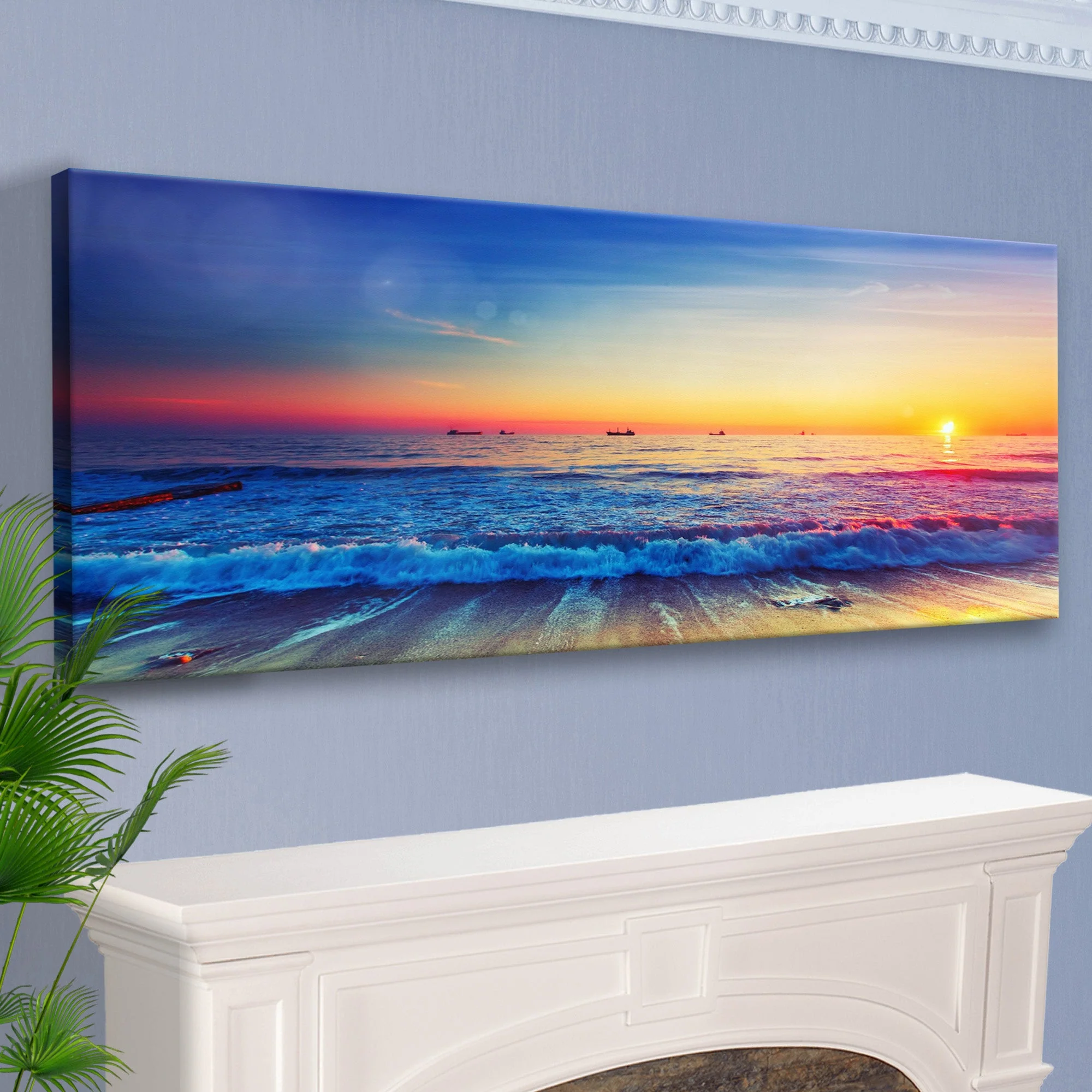 Sunrise Over The Ocean Canvas Wall Art - Image 2