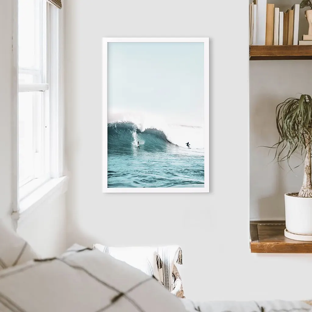 Surfing Wall Art Print. Surfers on Blue Waves - Image 3