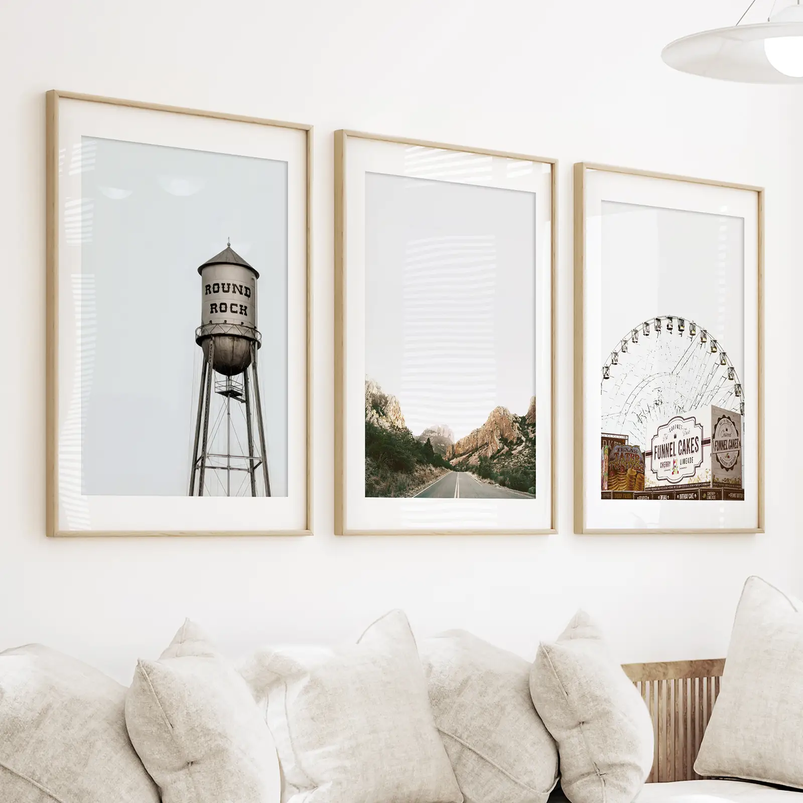 Texas Travel Set of 3 Prints. Water Tower, Ferris Wheel, Road - Image 3