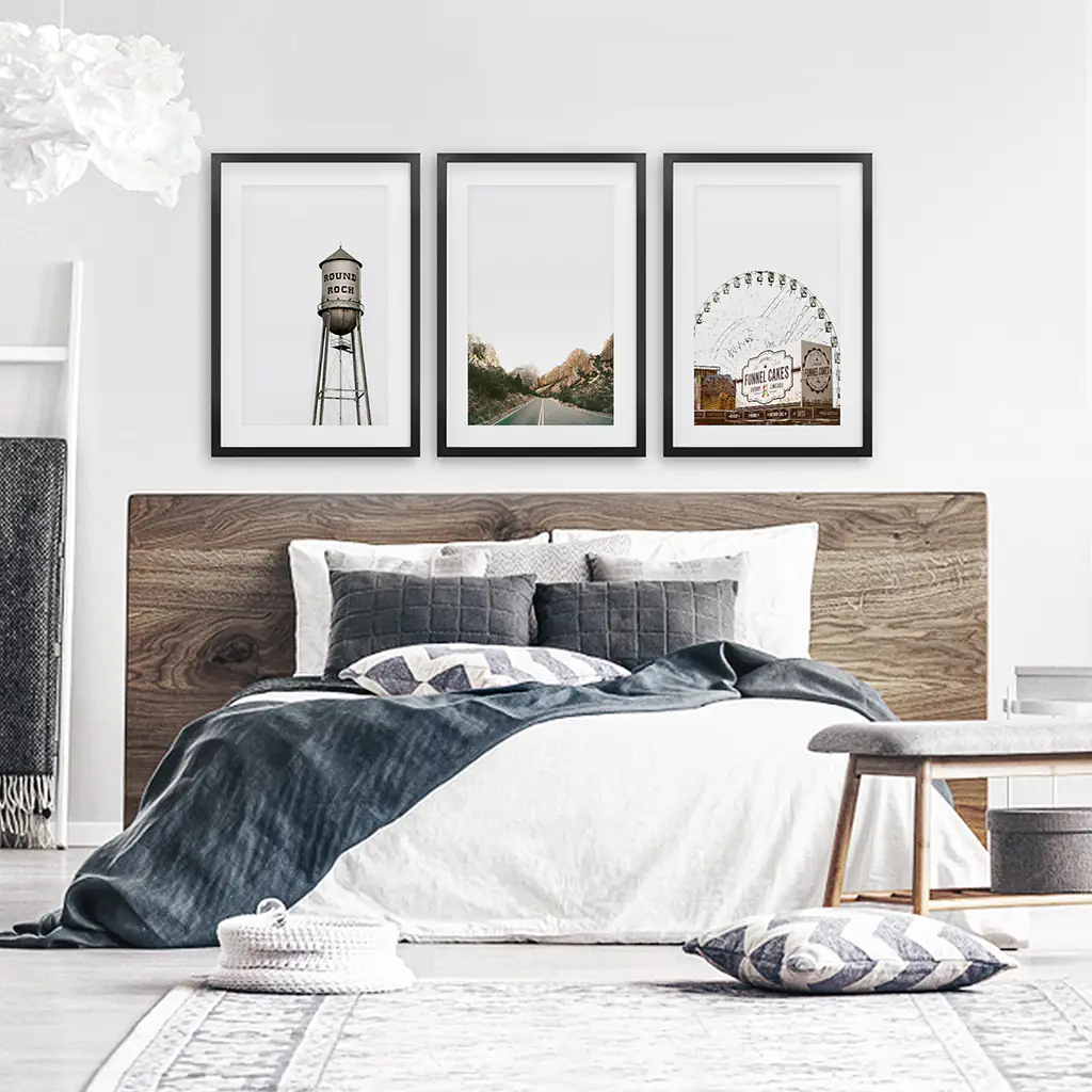 Texas Travel Set of 3 Prints. Water Tower, Ferris Wheel, Road - Image 4