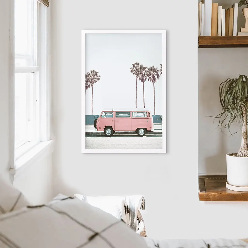 Travel Pink Van Wall Decor. California Summer Theme - Image 4