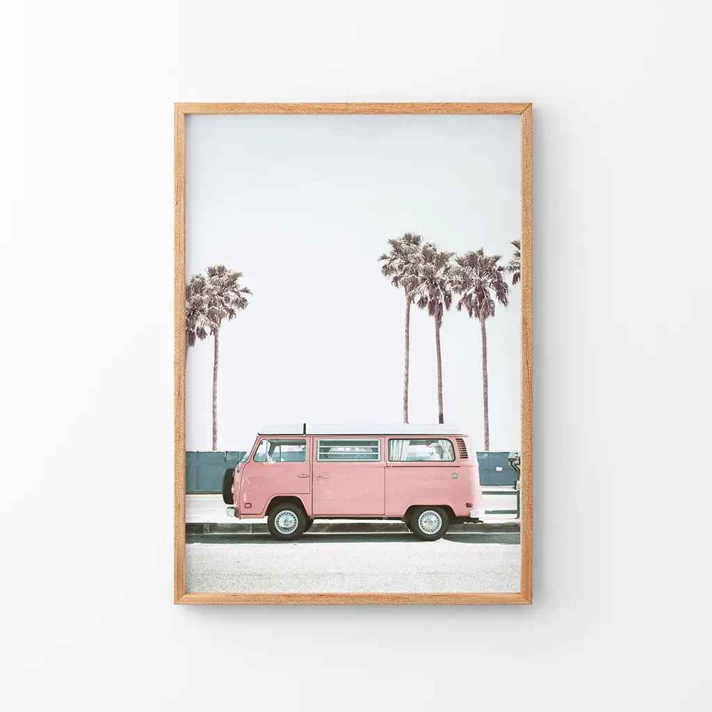 Travel Pink Van Wall Decor. California Summer Theme - Image 8