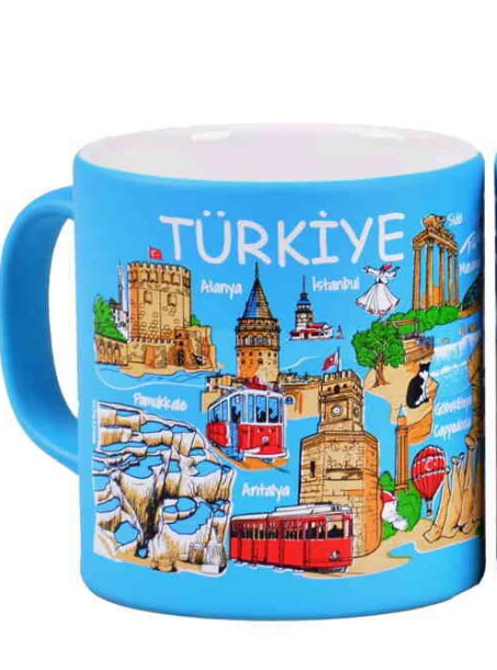 Türkiye Temalı Seramik Renkli Baskılı Kupa 82x90 mm - Image 3
