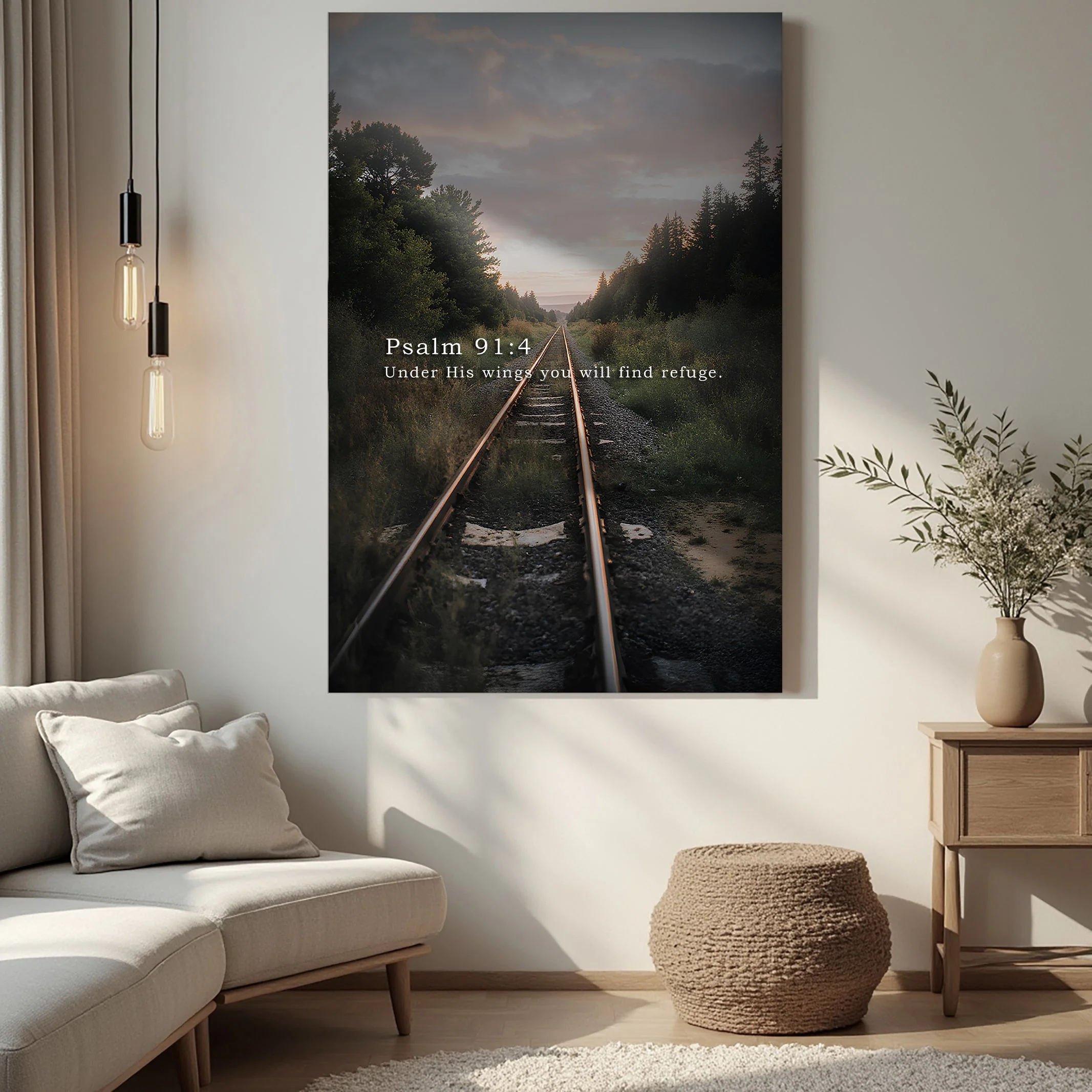 Under His Wings You Will Find Refuge - Psalm 91:4 Faith Wall Art - Image 4