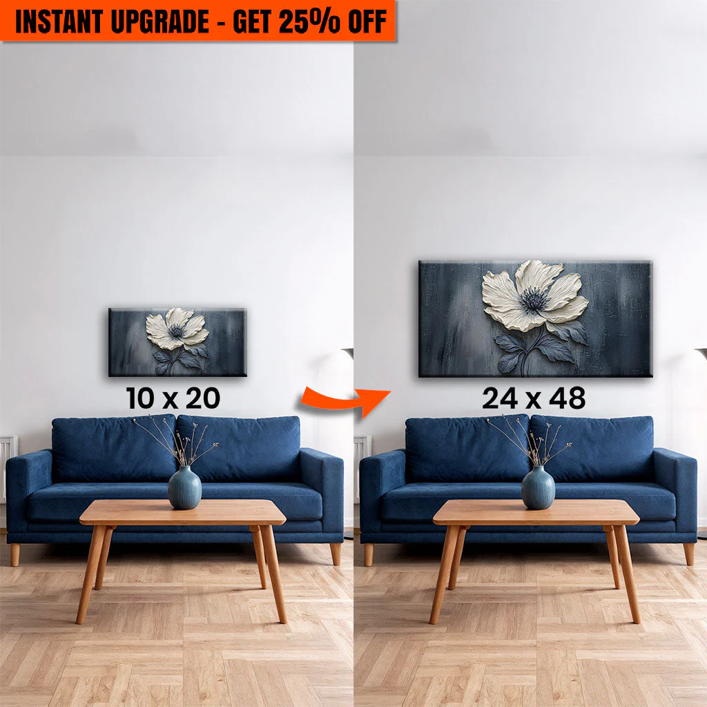 Upgrade Your 20x10 Inches 'Floral Clay Relief Wall Art' Canvas To 48x24 Inches